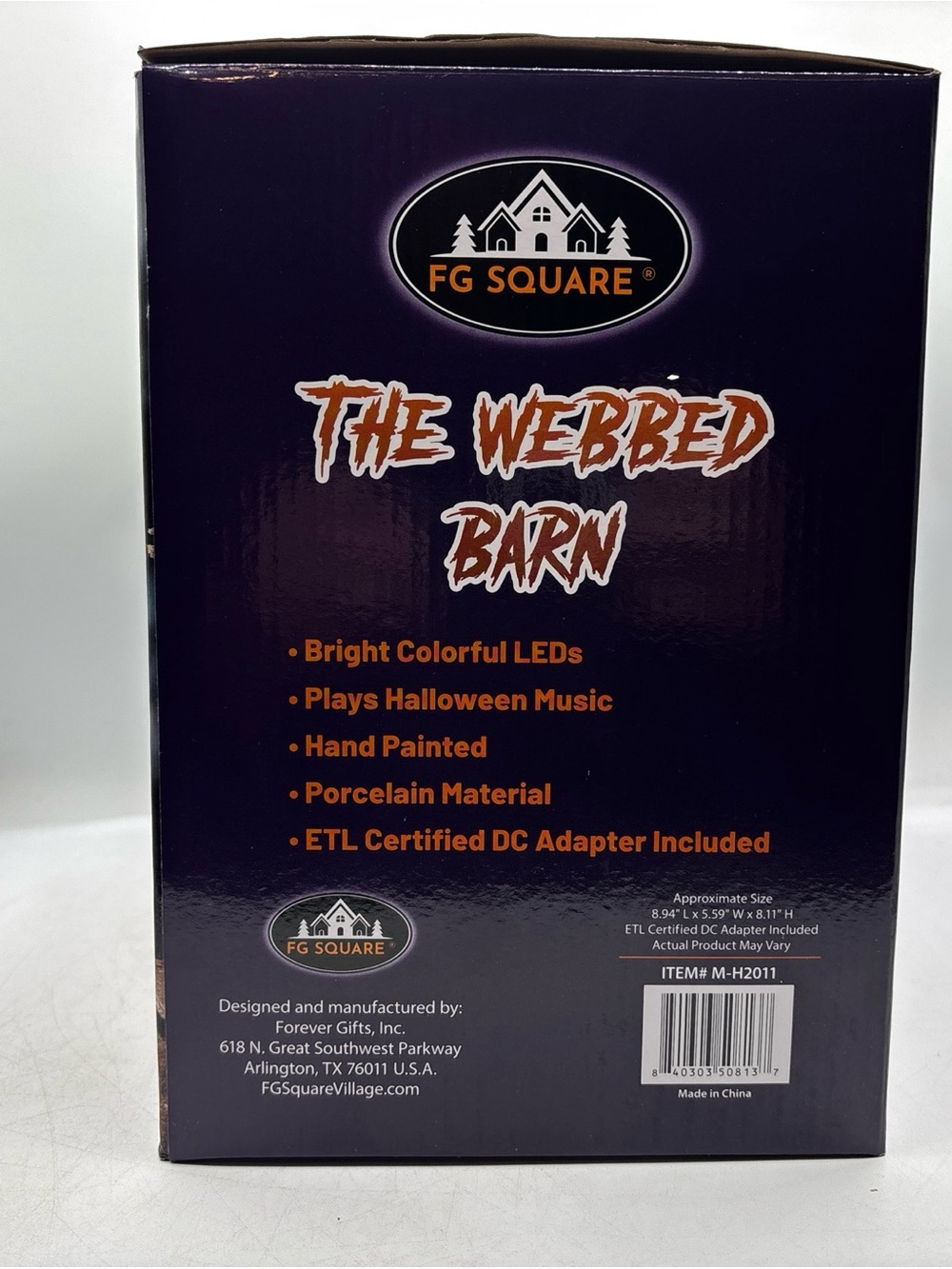 FG Square 8” The Webbed Barn Halloween Decorative Prop Hand Painted Porcelain - Picture 12 of 12